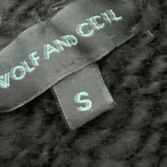 Women's Wolf & Cecil Merino Wool Chunky Knit Sweater Turtleneck Black Cutout - Picture 14 of 16